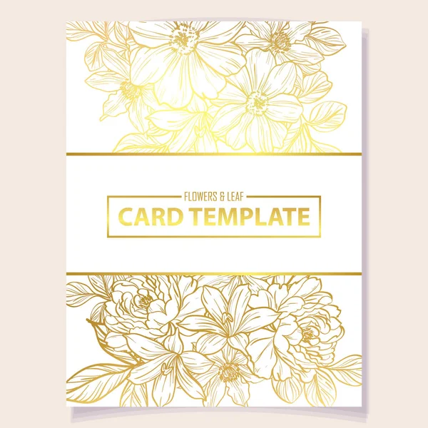 Colored Invitation Card Vintage Style Flower Pattern Floral Elements Color — Stock Vector