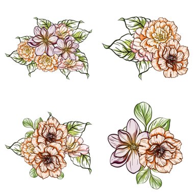 Sorunsuz vintage tarzı çiçek deseni. Renkli çiçek öğeleri