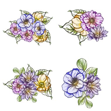 Sorunsuz vintage tarzı çiçek deseni. Renkli çiçek öğeleri