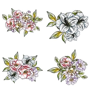 Sorunsuz vintage tarzı çiçek deseni. Renkli çiçek öğeleri