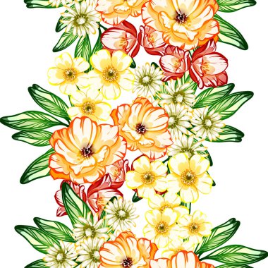 Sorunsuz vintage tarzı çiçek deseni. Renkli çiçek öğeleri