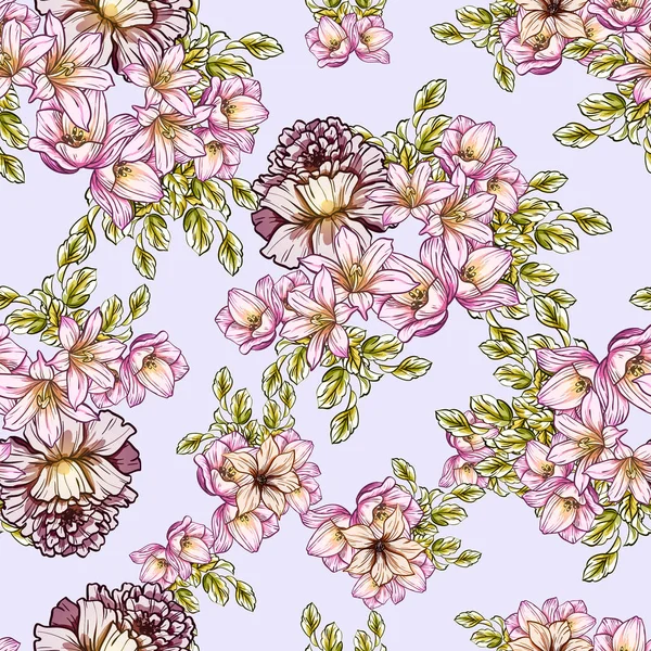 Nahtlose Blumenmuster Vintage Stil Florale Elemente Farbe — Stockvektor