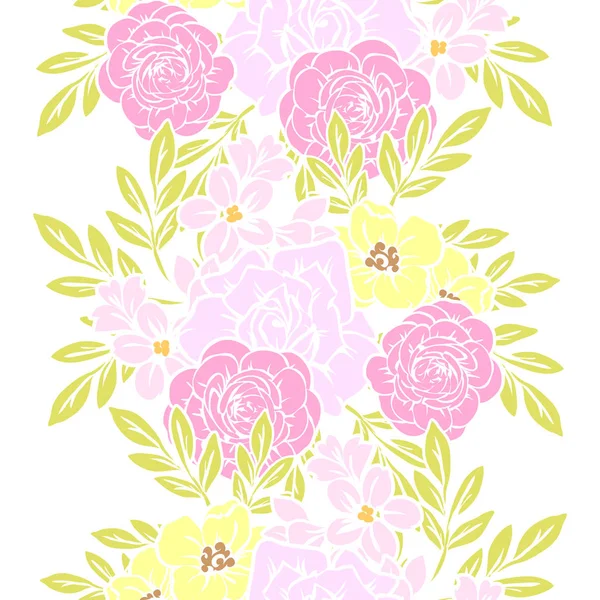 Seamless Vintage Style Flower Pattern Floral Elements Color — Stock Vector