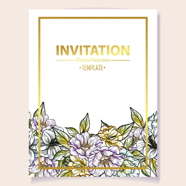 Tarjeta Invitación Color Patrón Flores Estilo Vintage Elementos Florales Color — Archivo Imágenes Vectoriales