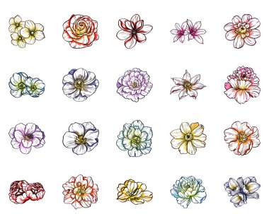 Sorunsuz vintage tarzı çiçek deseni. Renkli çiçek öğeleri