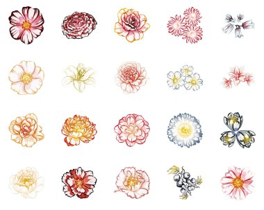 Sorunsuz vintage tarzı çiçek deseni. Renkli çiçek öğeleri