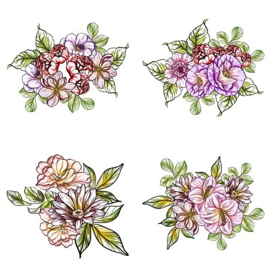 Sorunsuz vintage tarzı çiçek deseni. Renkli çiçek öğeleri