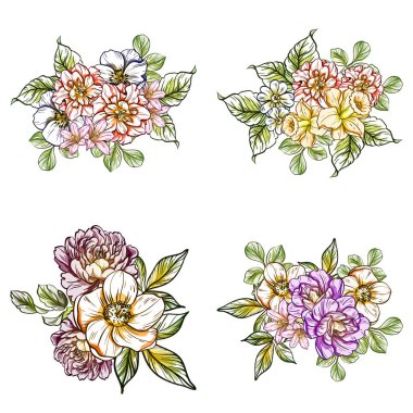 Sorunsuz vintage tarzı çiçek deseni. Renkli çiçek öğeleri