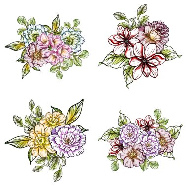 Sorunsuz vintage tarzı çiçek deseni. Renkli çiçek öğeleri