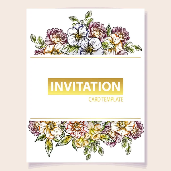 Tarjeta Invitación Color Patrón Flores Estilo Vintage Elementos Florales Color — Vector de stock