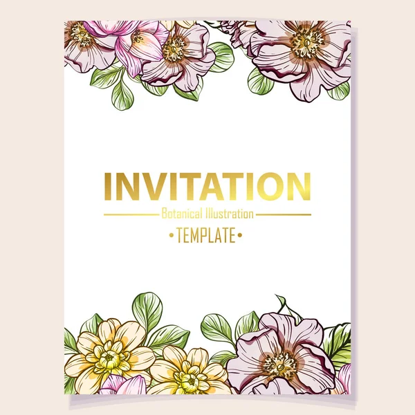 Cartão Convite Colorido Padrão Flor Estilo Vintage Elementos Florais Cores — Vetor de Stock