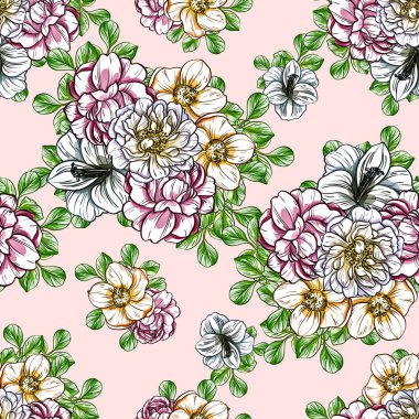 vektör çizim sorunsuz güzel çiçek desen arka plan