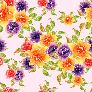 vektör çizim parlak çiçek desen arka plan