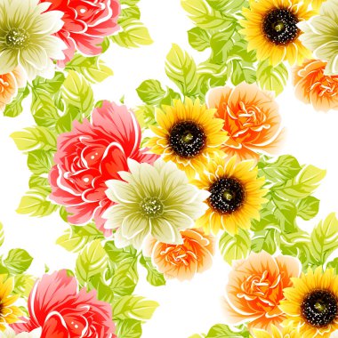 güzel parlak çiçek desen arka plan vektör çizim
