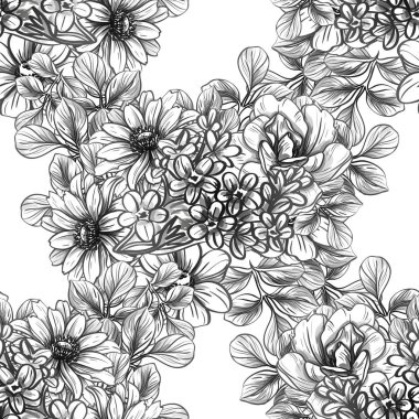 vektör çizimi sorunsuz retro çiçek desen arka plan