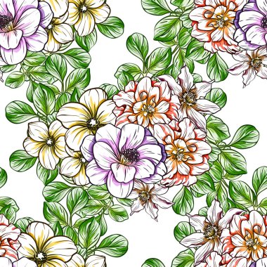 vektör çizim sorunsuz güzel çiçek desen arka plan