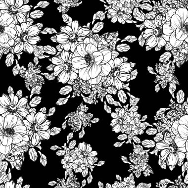 vektör çizimi sorunsuz retro çiçek desen arka plan