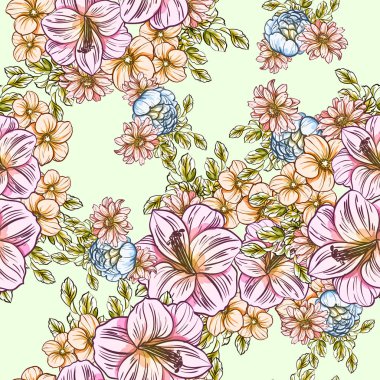 vektör çizim sorunsuz güzel çiçek desen arka plan
