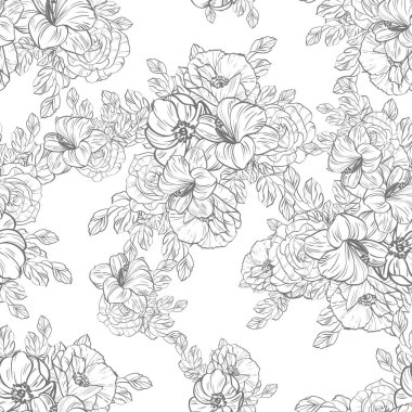 vektör çizimi sorunsuz retro çiçek desen arka plan