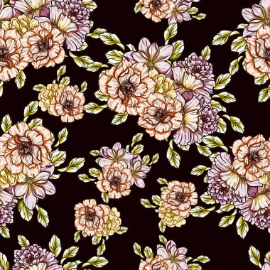 vektör çizim sorunsuz güzel çiçek desen arka plan