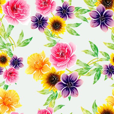 vektör çizim parlak çiçek desen arka plan