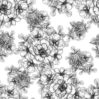 vektör çizimi sorunsuz retro çiçek desen arka plan
