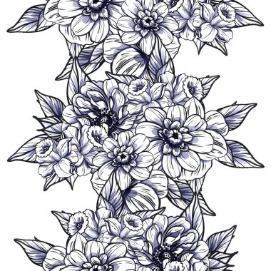 vektör çizimi sorunsuz retro çiçek desen arka plan