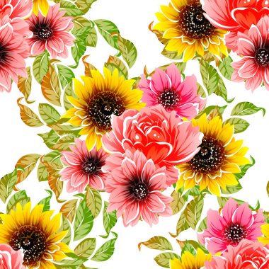 vektör çizim parlak çiçek desen arka plan