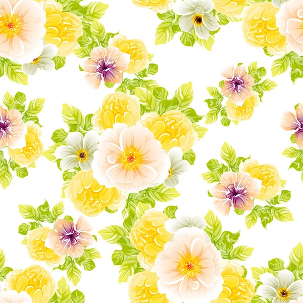 Vector Ilustración Flores Brillantes Hermoso Patrón Fondo — Vector de stock