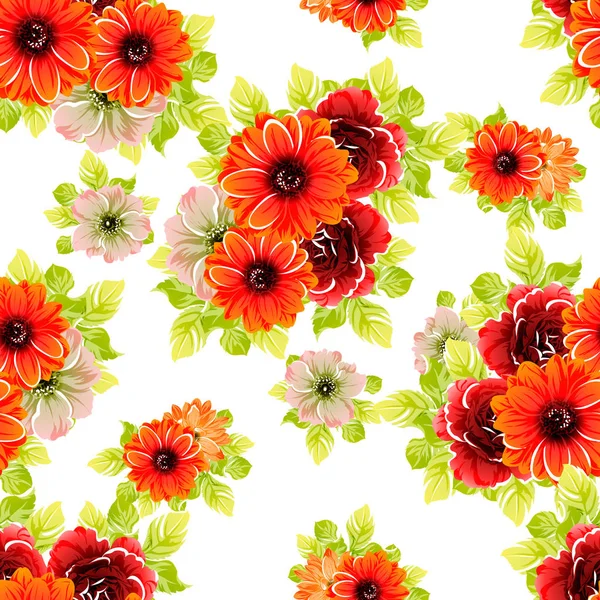 Vector Εικονογράφηση Του Όμορφα Φωτεινά Λουλούδια Μοτίβο Φόντου — Διανυσματικό Αρχείο