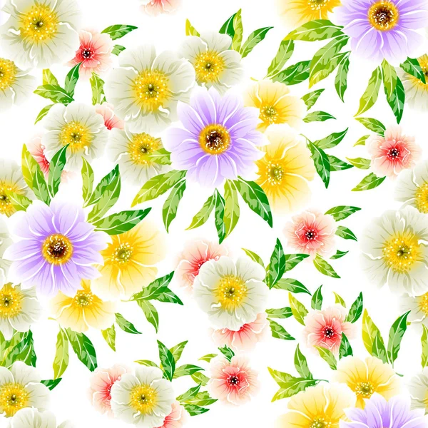 Vector Ilustración Flores Brillantes Hermoso Patrón Fondo — Archivo Imágenes Vectoriales