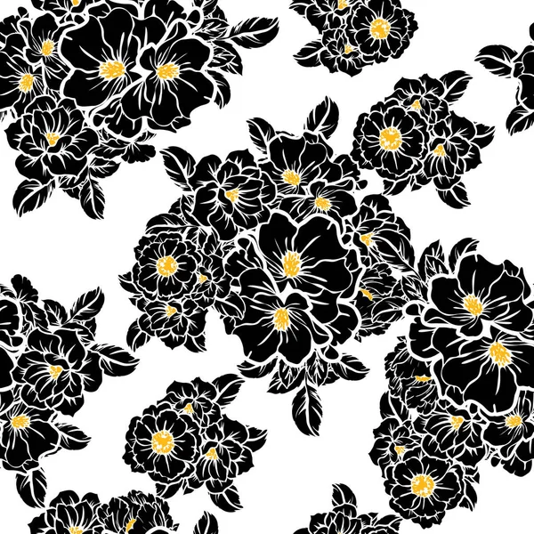 Vector Illustration Seamless Beautiful Flowers Pattern Background — Stock Vector
