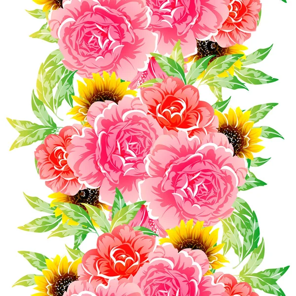 Vector Ilustración Flores Brillantes Patrón Fondo — Vector de stock