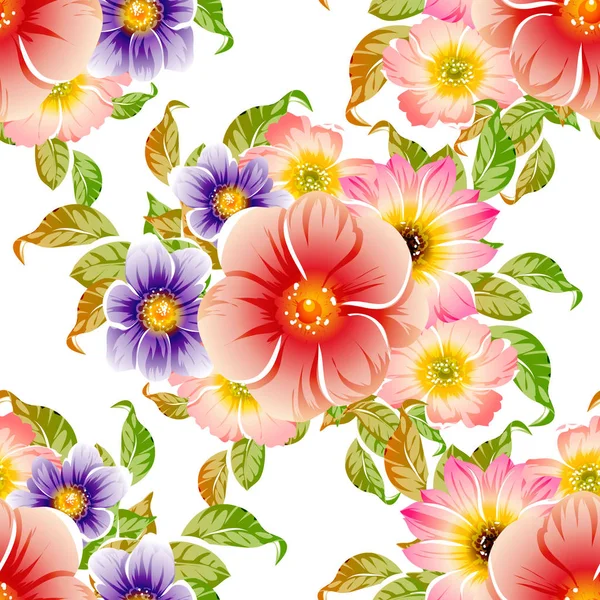 Векторна Ілюстрація Безшовного Красивого Фону Візерунка Квітів — стоковий вектор