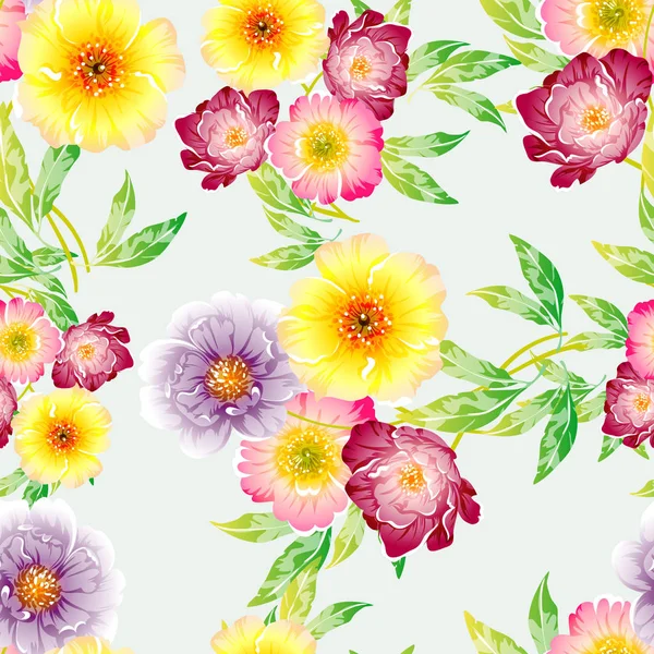 Vector Ilustración Flores Hermosas Sin Costura Patrón Fondo — Archivo Imágenes Vectoriales