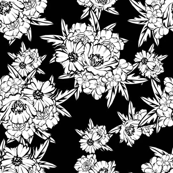 Vektorillustration Vintage Blommor Mönster Bakgrund — Stock vektor