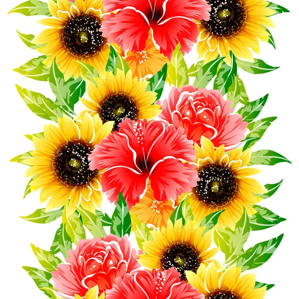 Vector Ilustración Flores Brillantes Hermoso Patrón Fondo — Vector de stock