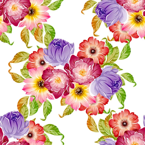 Vector Ilustración Flores Hermosas Sin Costura Patrón Fondo — Archivo Imágenes Vectoriales