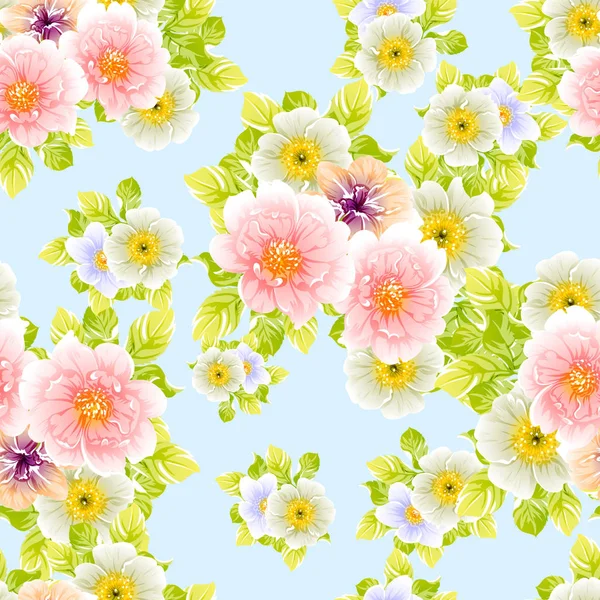 Vektoros Illusztráció Gyönyörű Fényes Virágok Mintás Háttérrel — Stock Vector