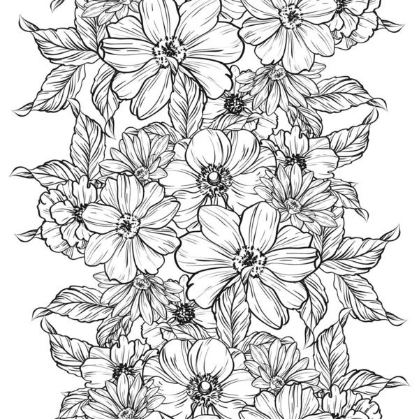 Illustration Vectorielle Fond Motif Fleurs Rétro Sans Couture — Image vectorielle