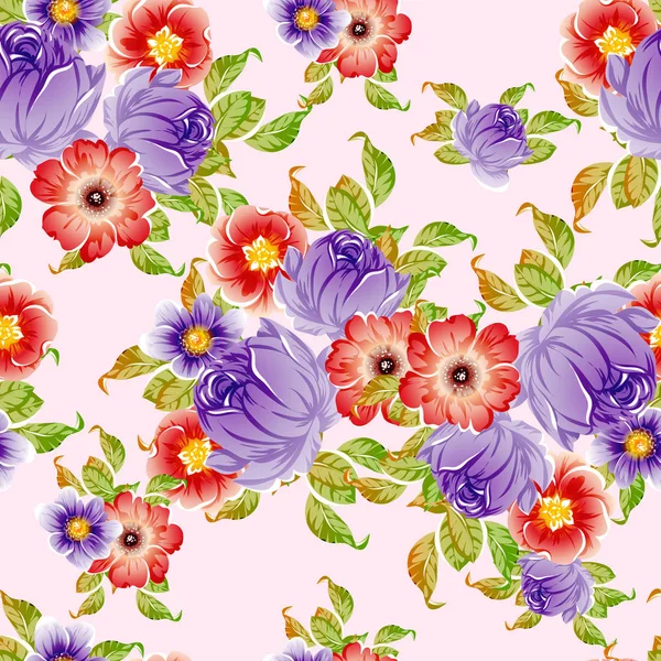 Vector Ilustración Flores Hermosas Sin Costura Patrón Fondo — Vector de stock