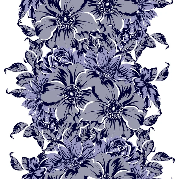 Vector Illustration Vintage Flowers Pattern Backdrop — Stock Vector