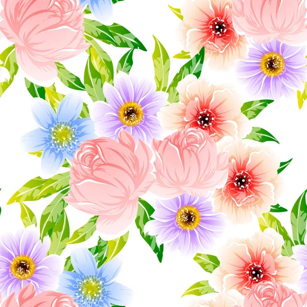 Vektor Illustration Der Schönen Hellen Blumen Muster Hintergrund — Stockvektor