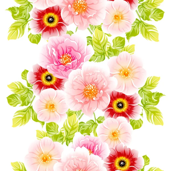 Ilustracja Wektorowa Piękne Kwiaty Jasne Tło Wzór — Wektor stockowy