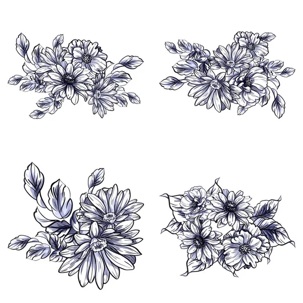 Vektor Illustration Der Nahtlosen Retro Blumen Muster Hintergrund — Stockvektor