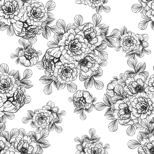 Vector Illustration Seamless Retro Flowers Pattern Background — Stock Vector