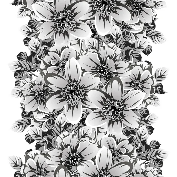 Vektor Illustration Der Schwarz Weißen Retro Blumen Muster Hintergrund — Stockvektor