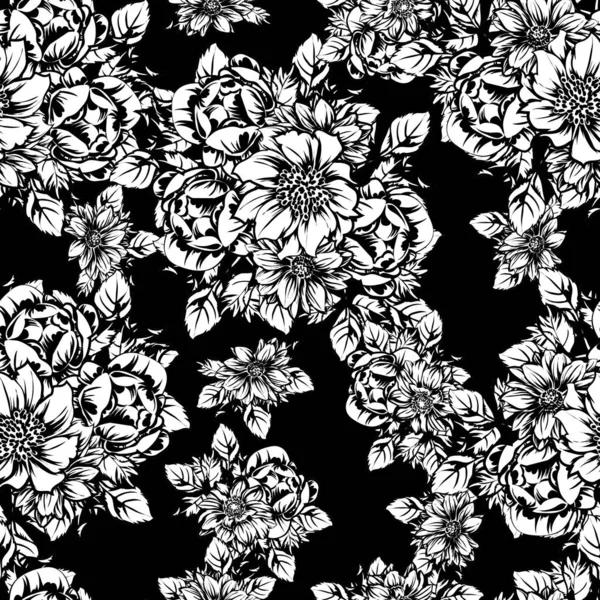 Ilustração Vetorial Flores Vintage Padrão Pano Fundo — Vetor de Stock