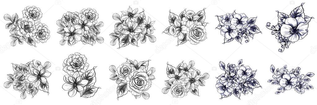 vector illustration of vintage flowers pattern backdrop