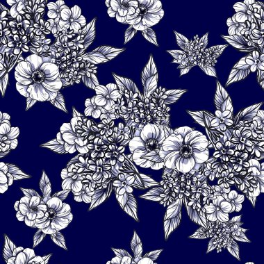 vintage çiçek deseni zemin vektör çizim